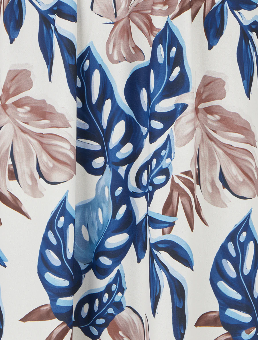 Robe longue à fines bretelles imprimé tropical - Marine - Image 3