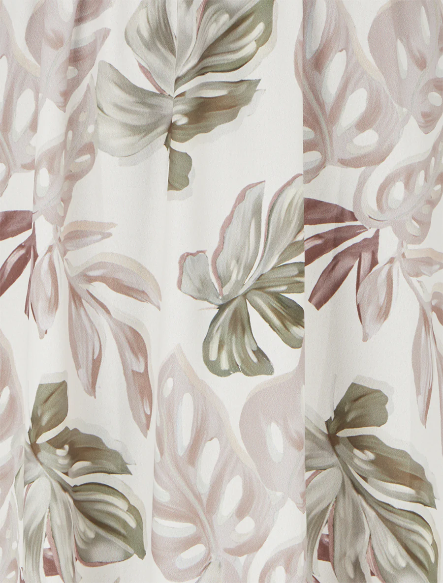 Robe longue à fines bretelles imprimé tropical - Beige - Image 3