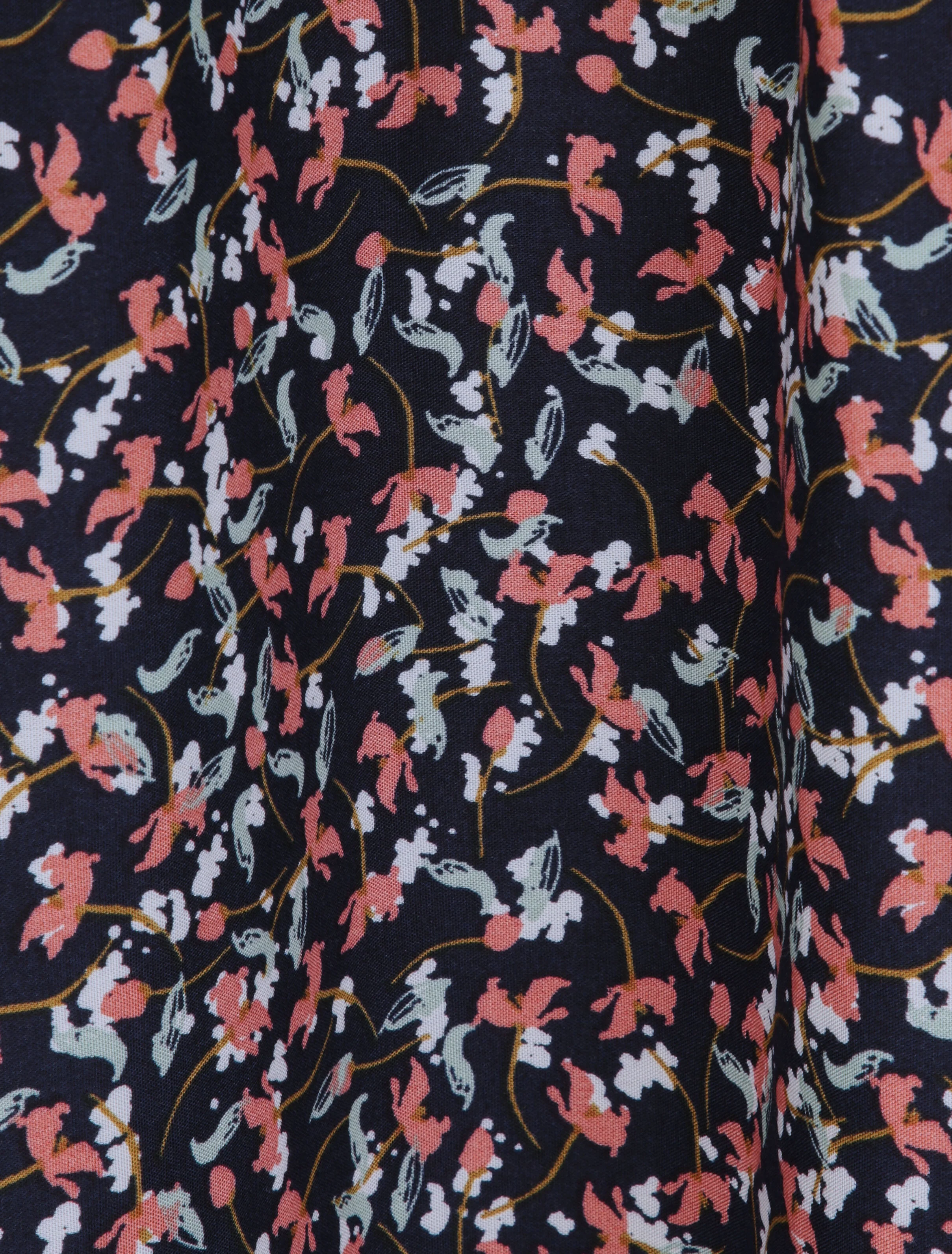 Robe longue à fleurs graphiques et à fines broderies - Marine - Image 4