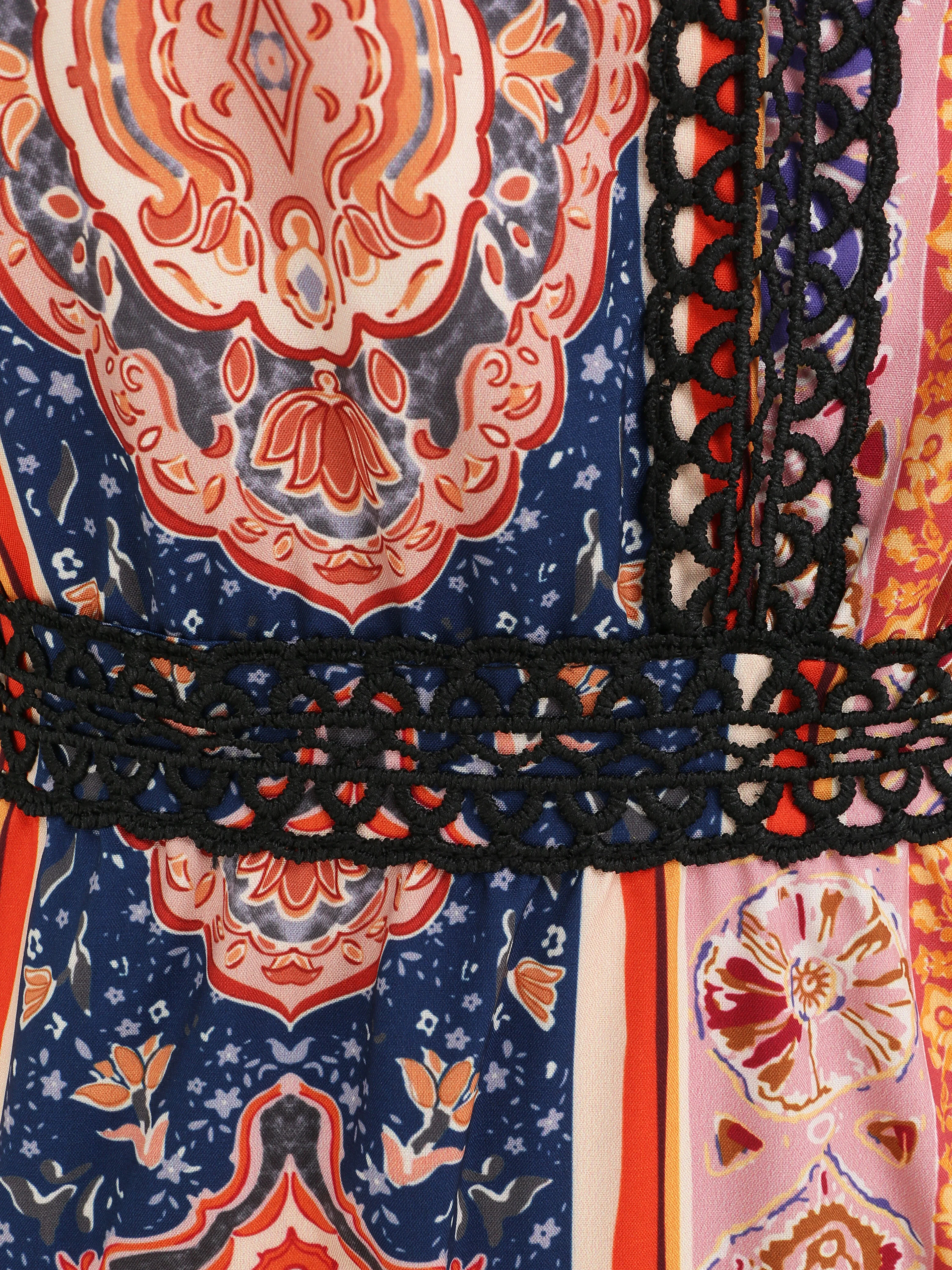 Robe longue à imprimé cachemire - Marine - Image 3