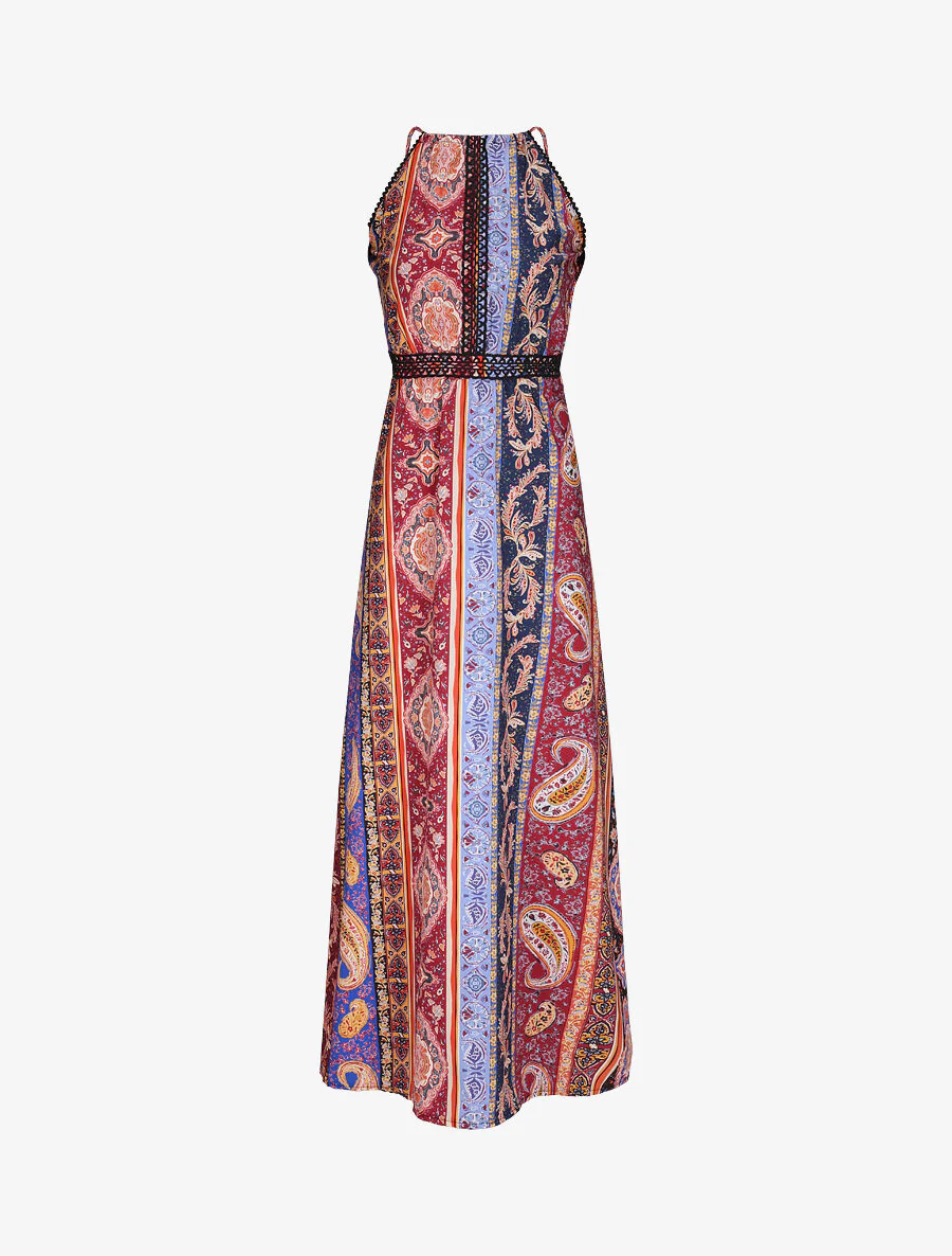 Robe longue à imprimé cachemire - Bordeaux - Image 2