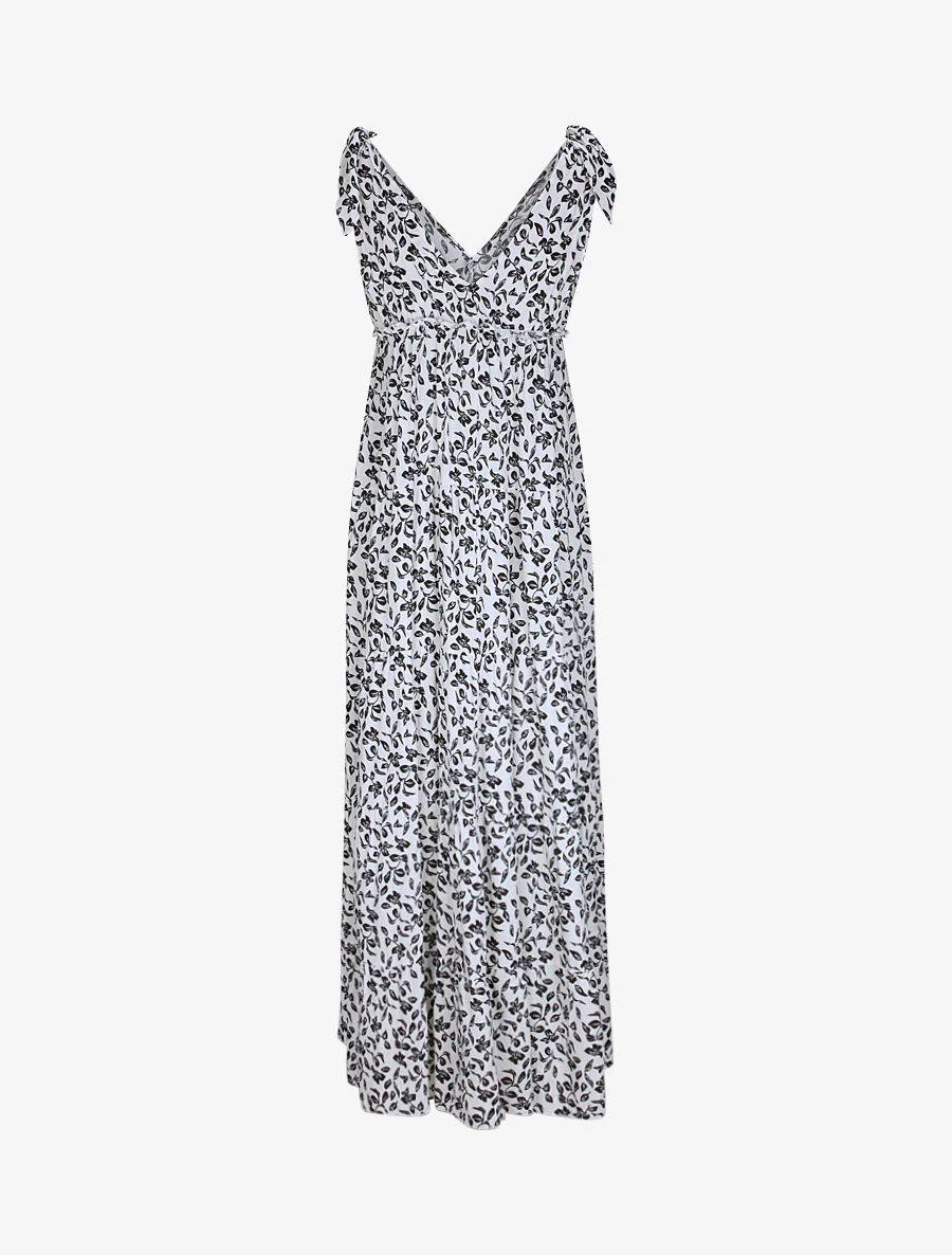 Robe longue à imprimé feuillage - Blanc - Image 2
