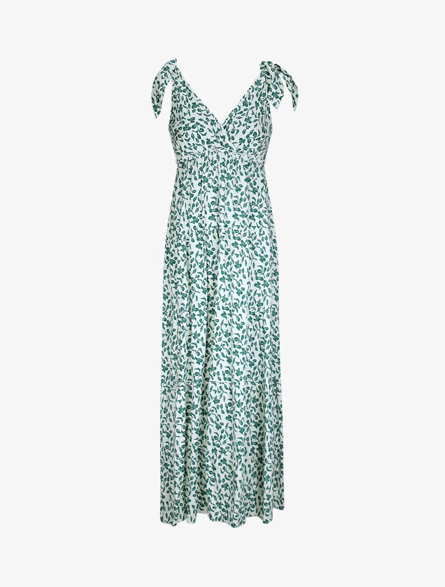 Robe longue à imprimé feuillage - Vert