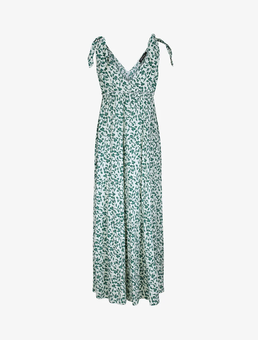 Robe longue à imprimé feuillage - Vert - Image 2