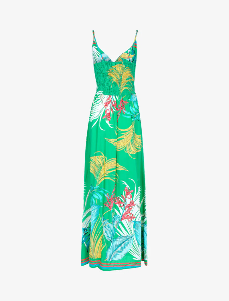 Robe longue à imprimé feuillages - vert - Image 2