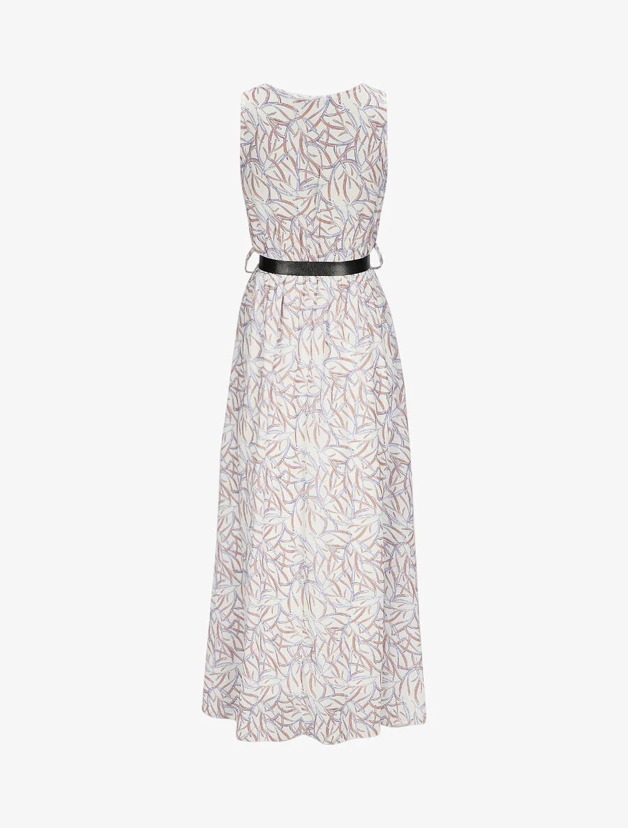 Robe longue à imprimé feuillages - Blanc - Image 2
