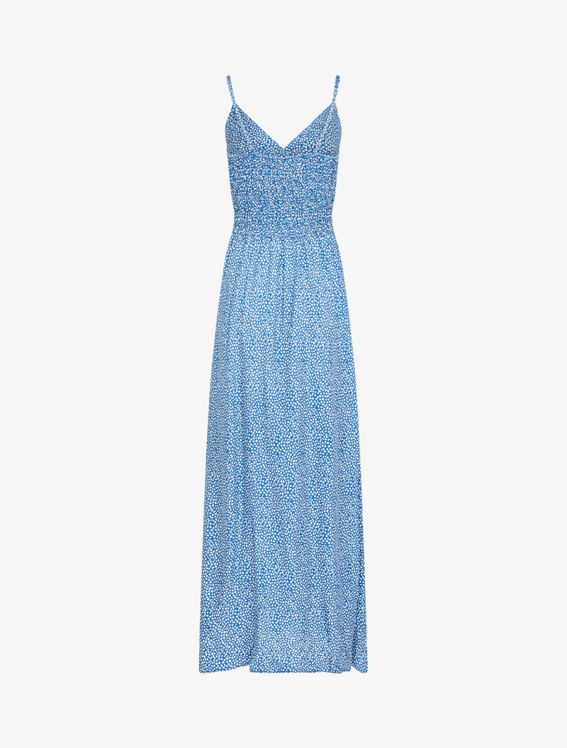 Robe longue à imprimé feuilles - bleu charrette - Image 2