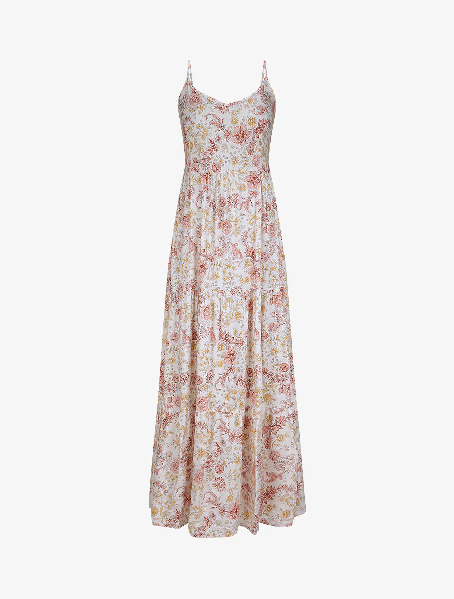 Robe longue à imprimé fleuri - Blanc