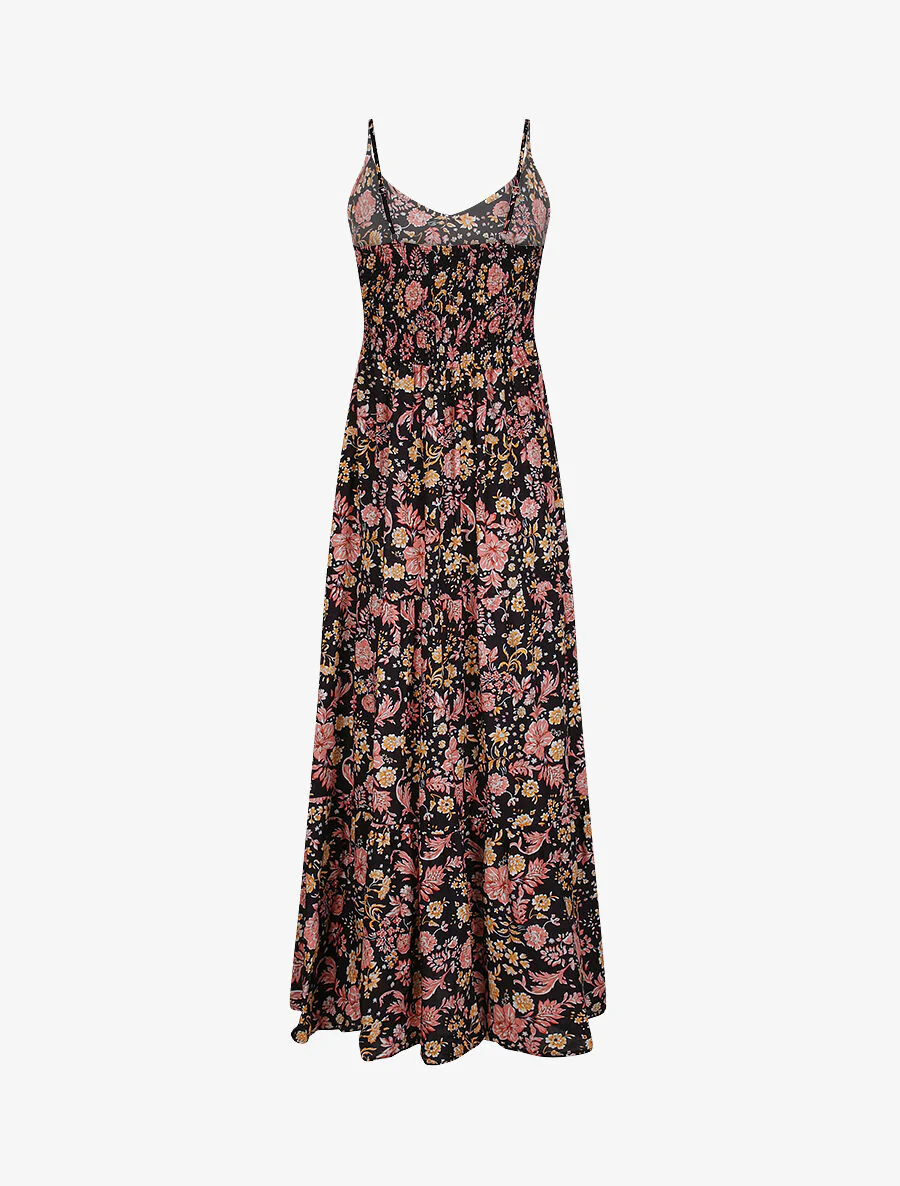 Robe longue à imprimé fleuri - Noir - Image 2