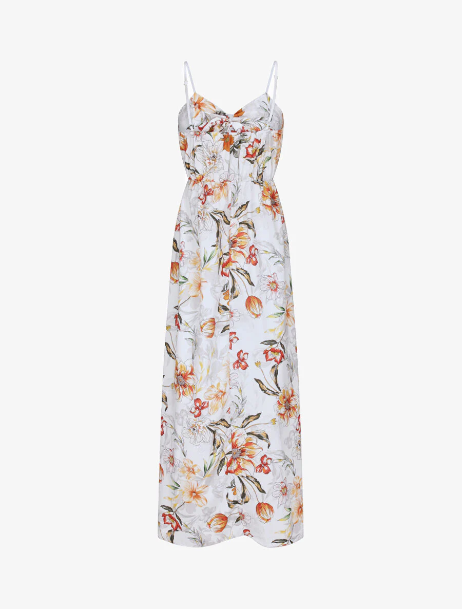 Robe longue à imprimé fleurs d'été - Blanc - Image 2