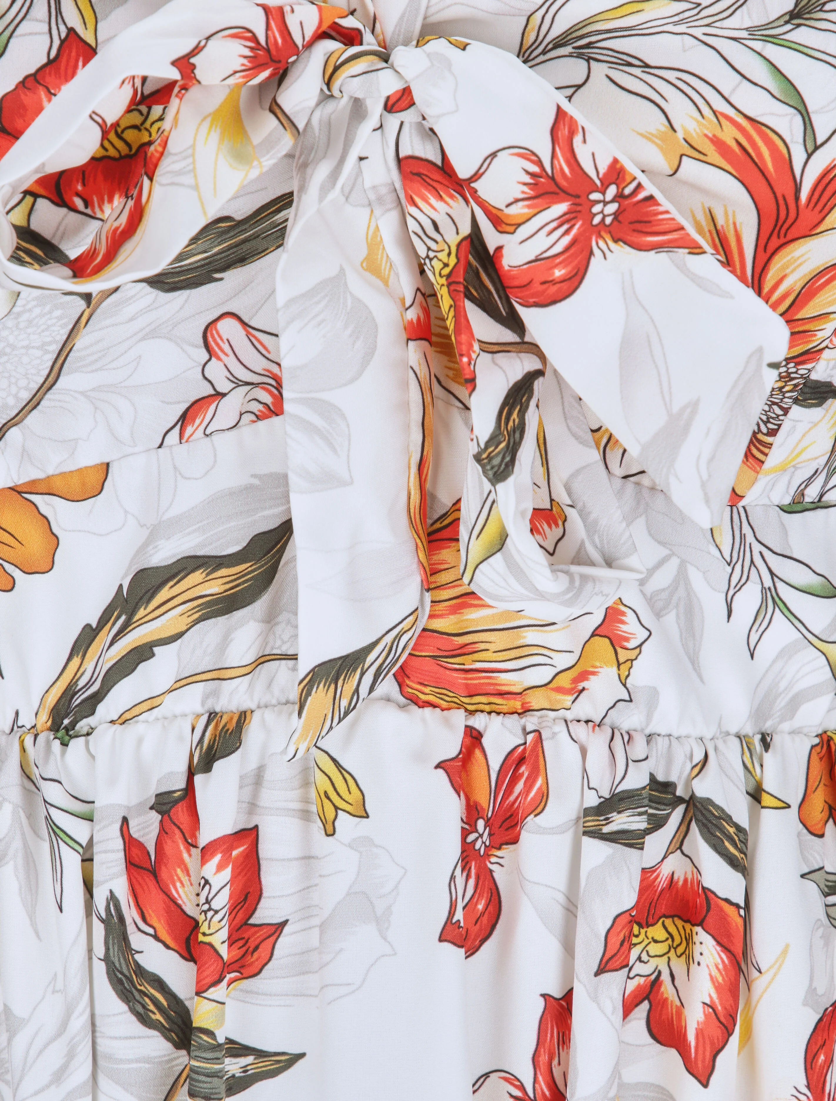 Robe longue à imprimé fleurs d'été - Blanc - Image 3