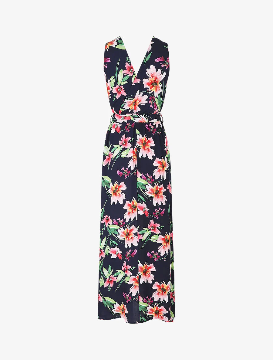 Robe longue à imprimé fleurs - Marine - Image 2