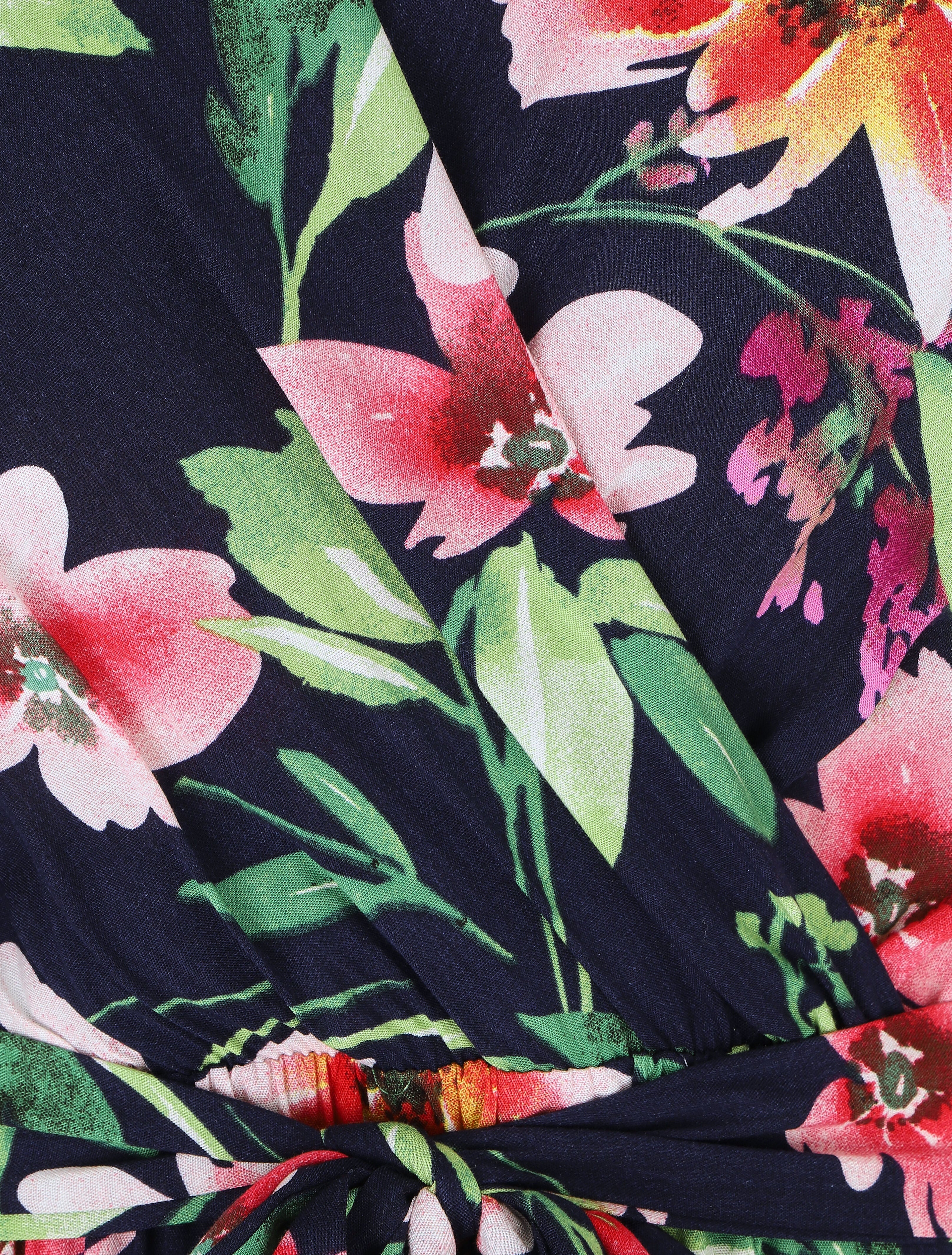 Robe longue à imprimé fleurs - Marine - Image 3