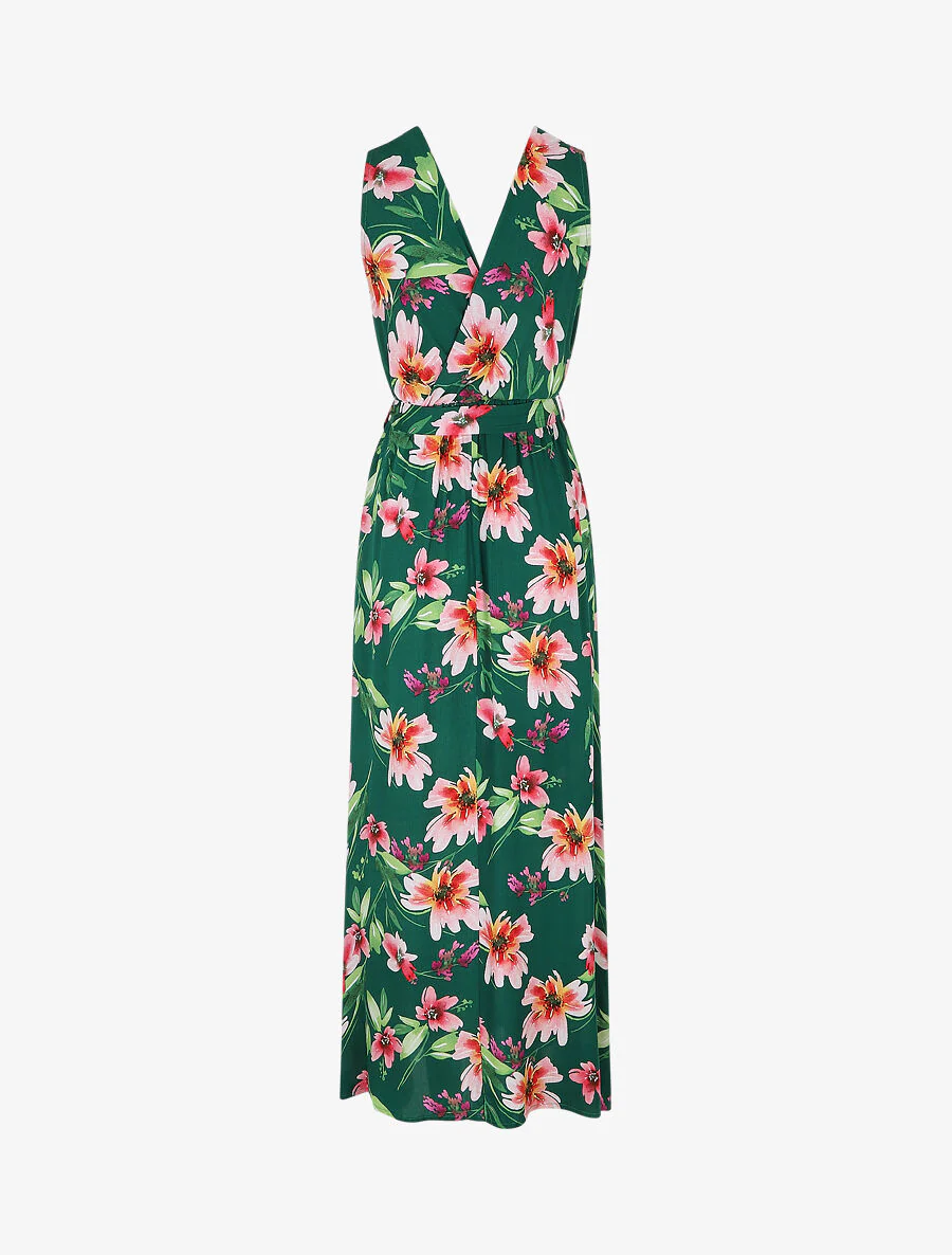 Robe longue à imprimé fleurs - Vert - Image 2