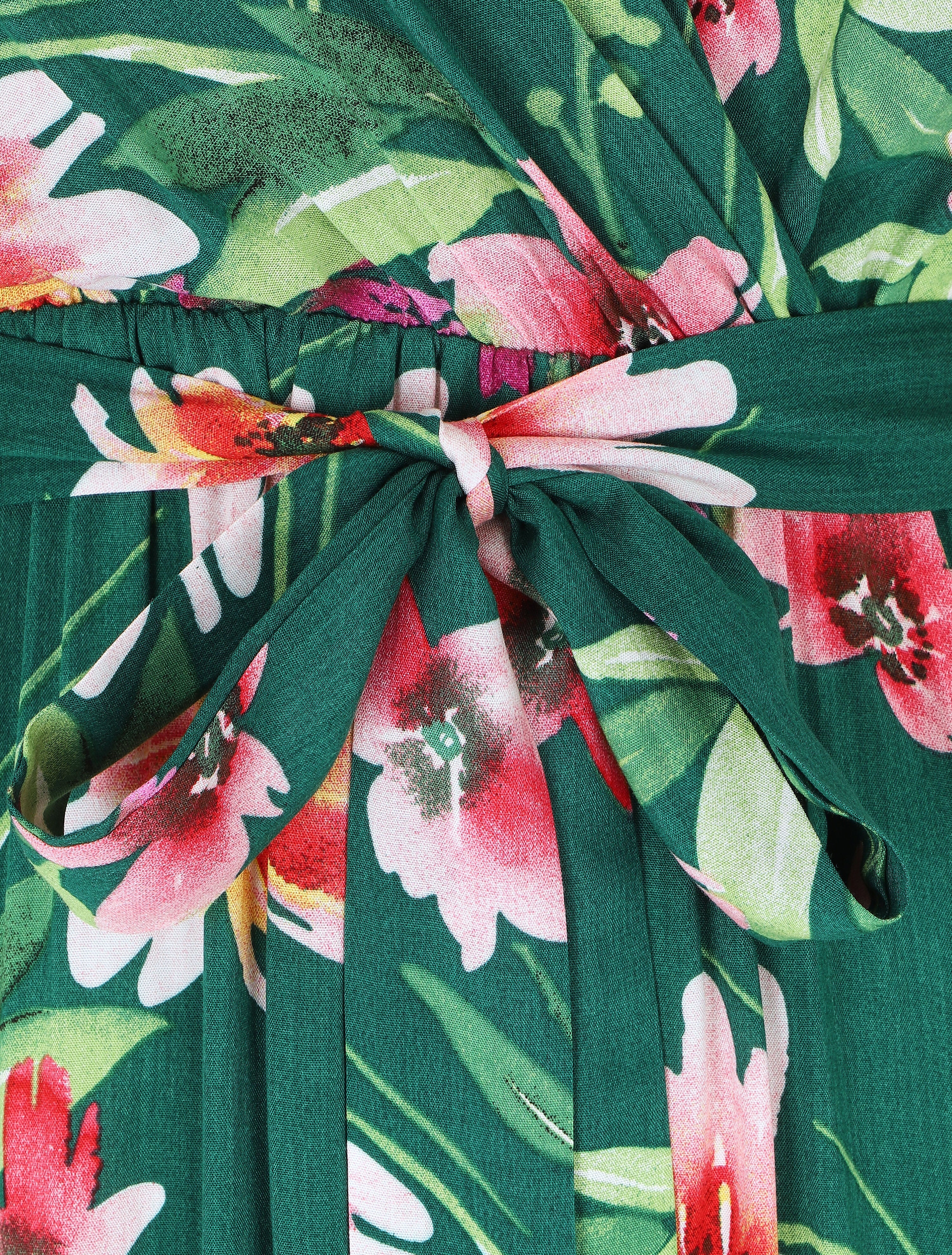 Robe longue à imprimé fleurs - Vert - Image 3