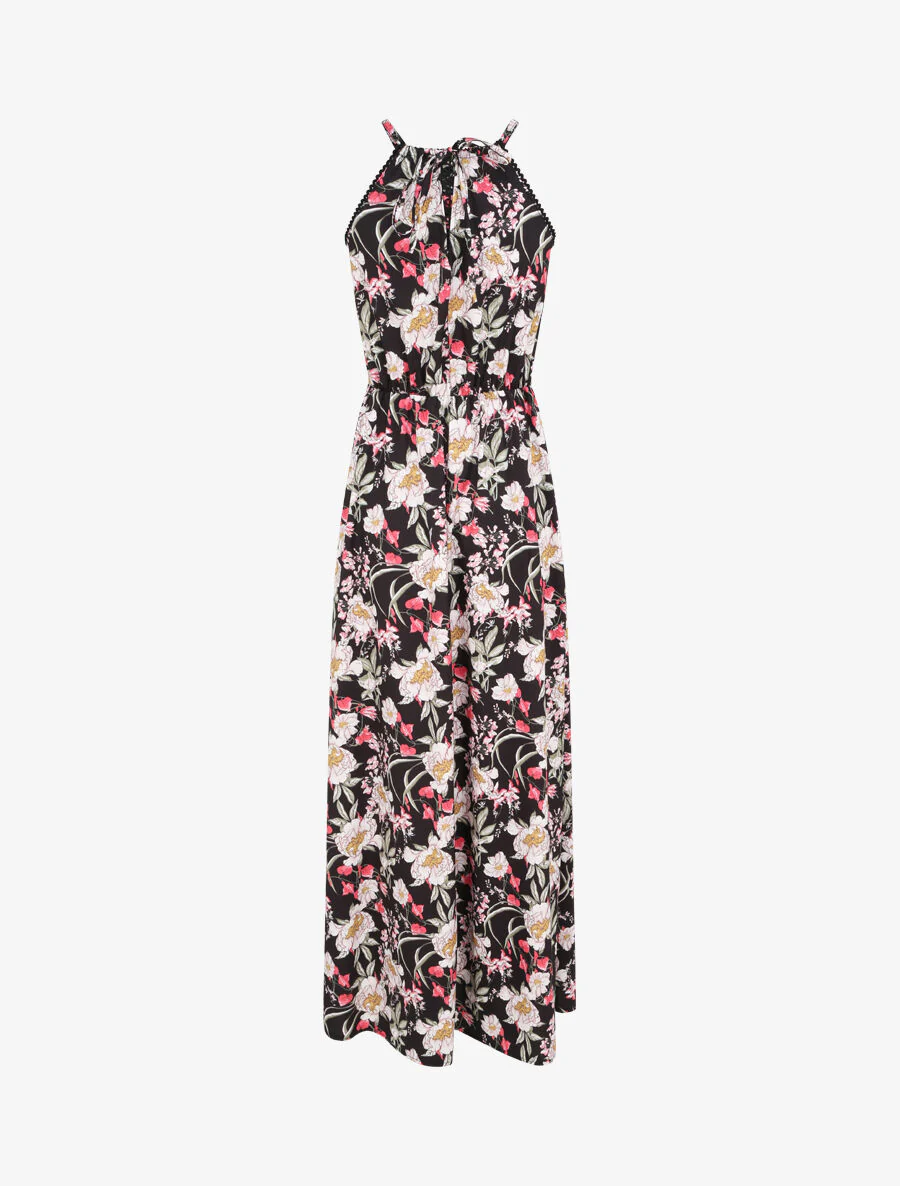 Robe longue à imprimé fleurs - Noir - Image 2
