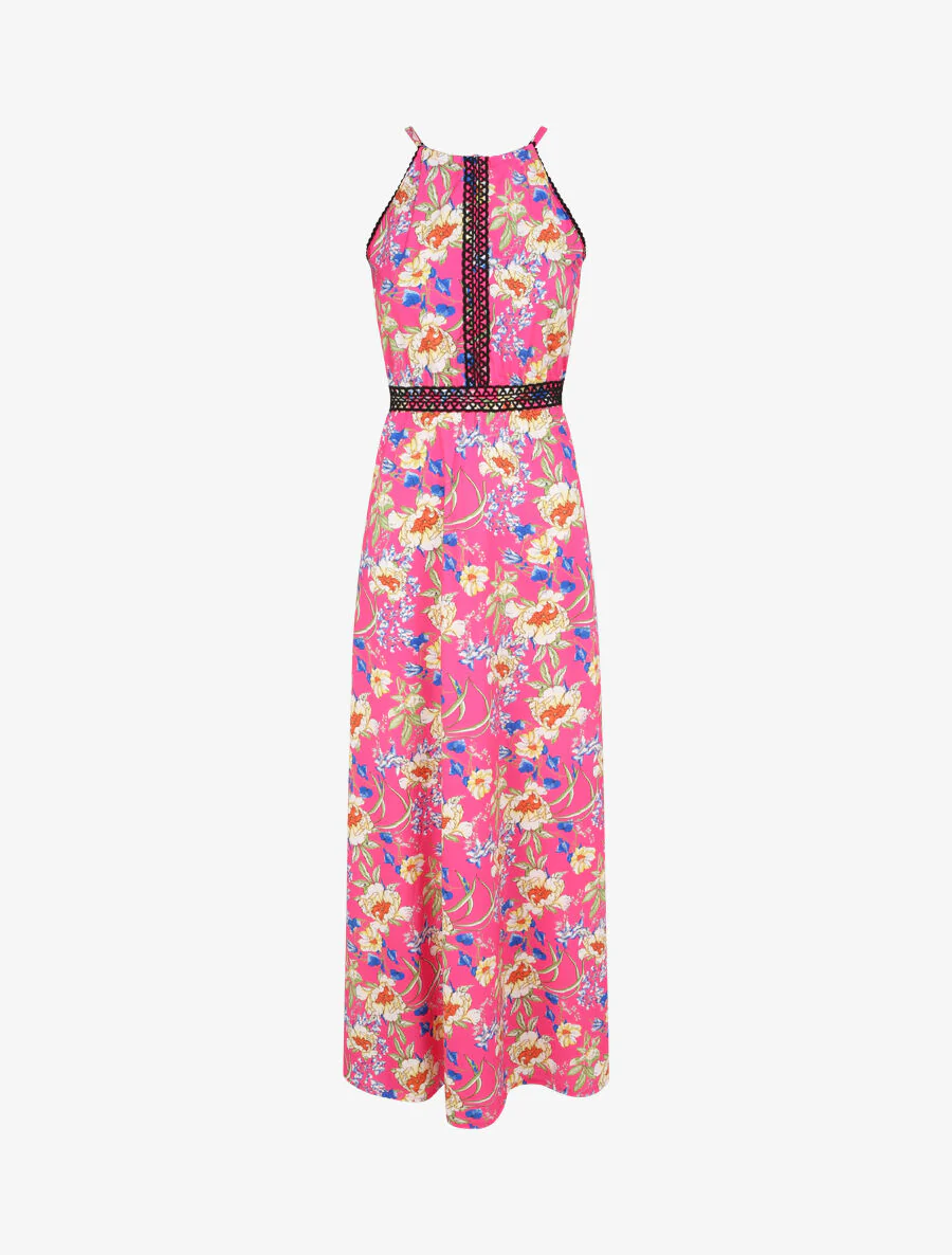 Robe longue à imprimé fleurs - Fushia - Image 2
