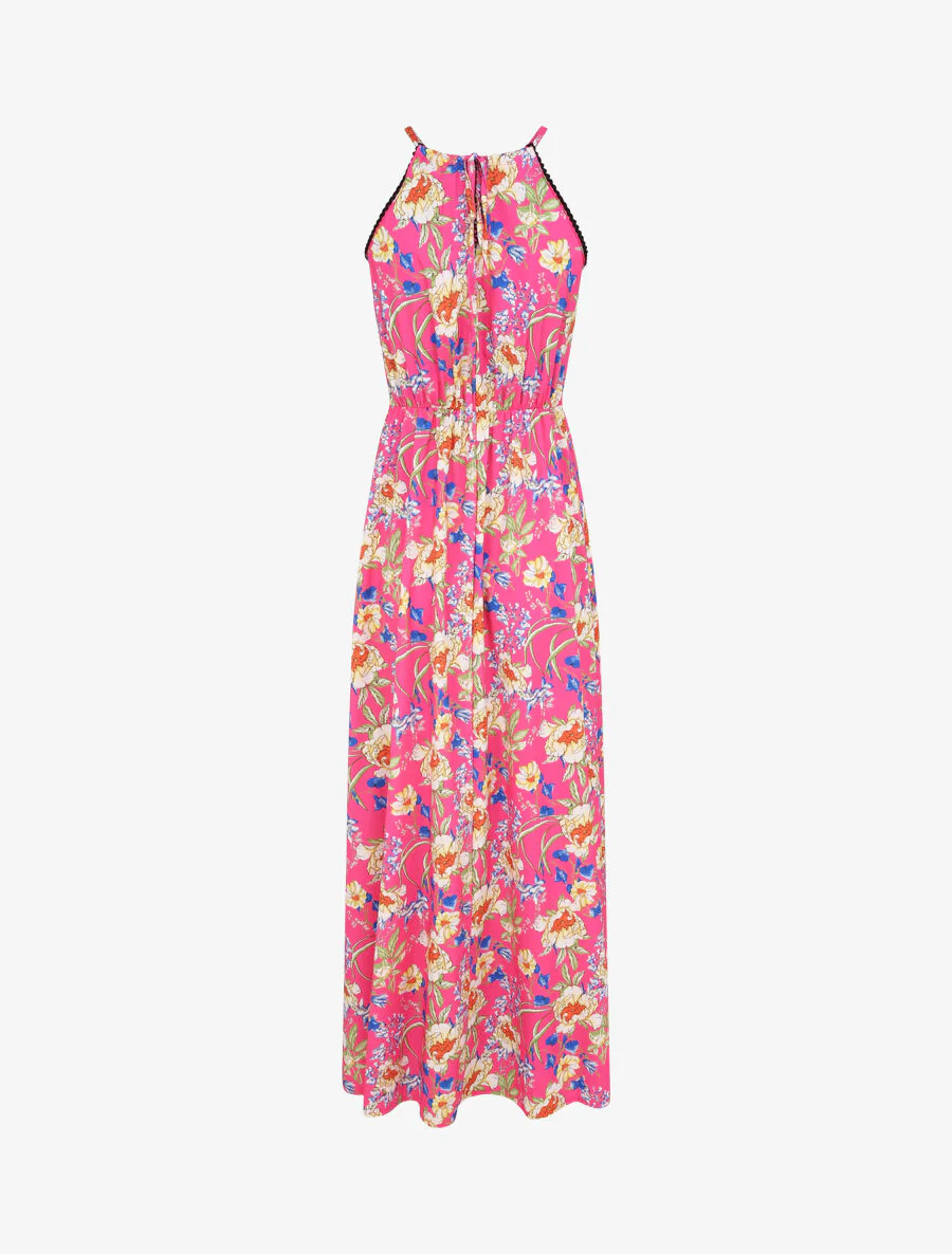 Robe longue à imprimé fleurs - Fushia - Image 3
