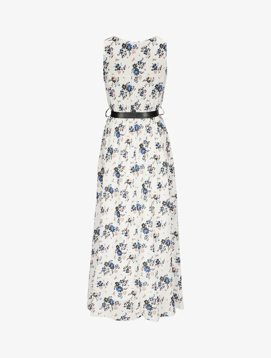 Robe longue à imprimé fleurs printanières - Blanc - Image 2