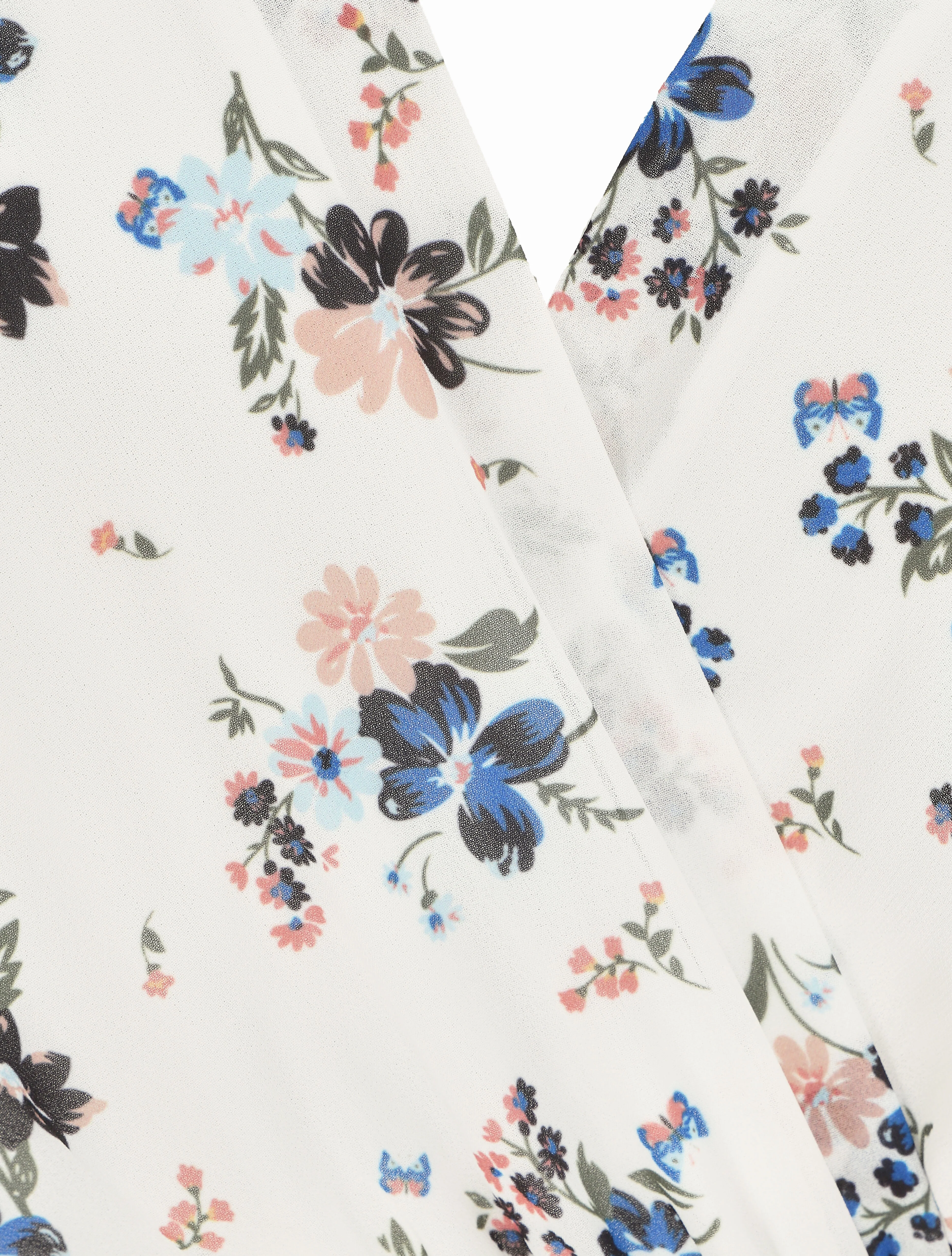 Robe longue à imprimé fleurs printanières - Blanc - Image 3