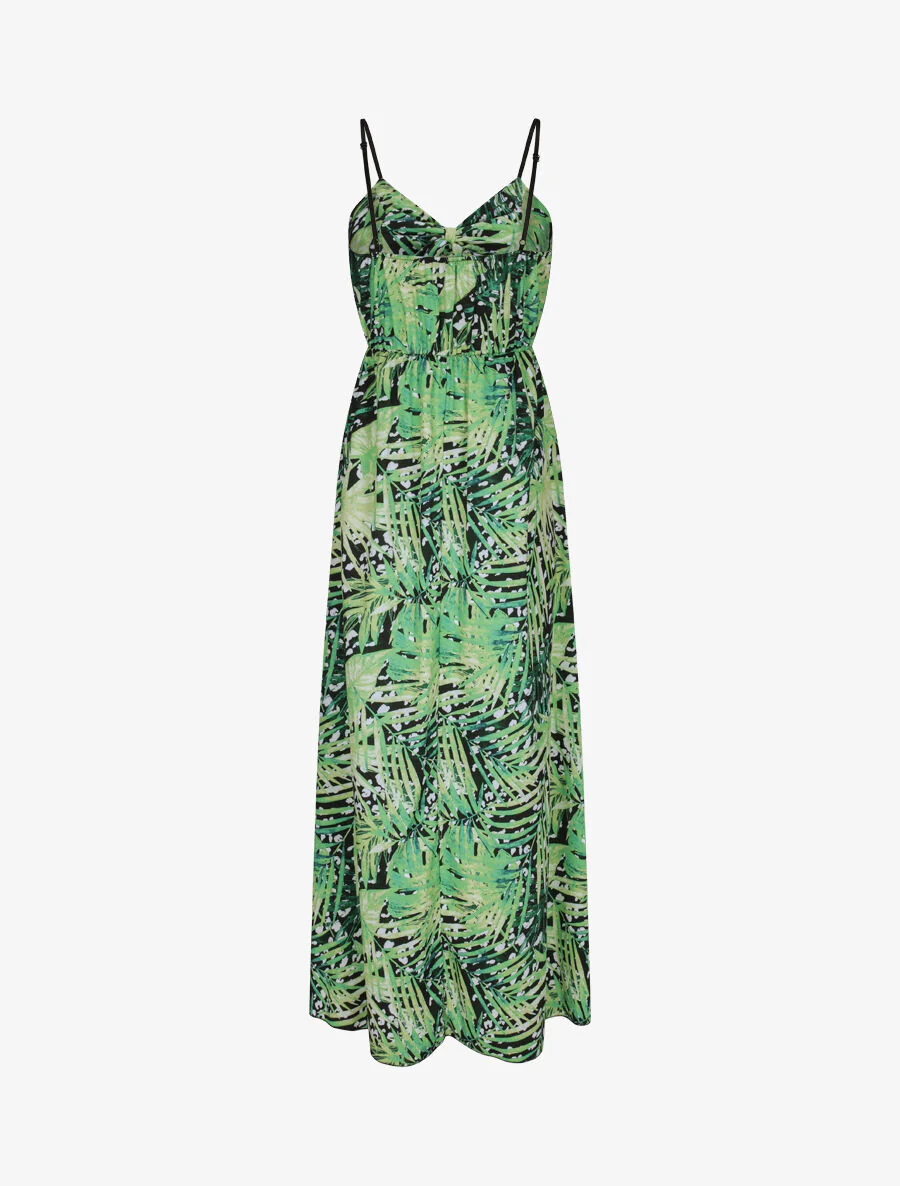 Robe longue à imprimé fleurs tropicales - Noir - Image 2