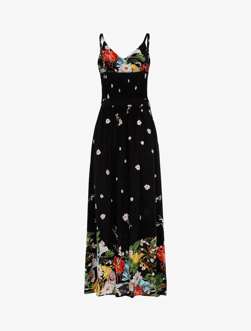Robe longue à imprimé floral - noir - Image 2