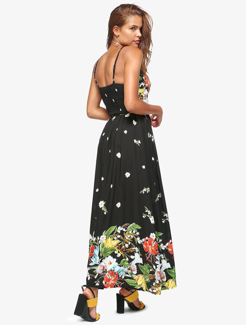 Robe longue à imprimé floral - noir - Image 4
