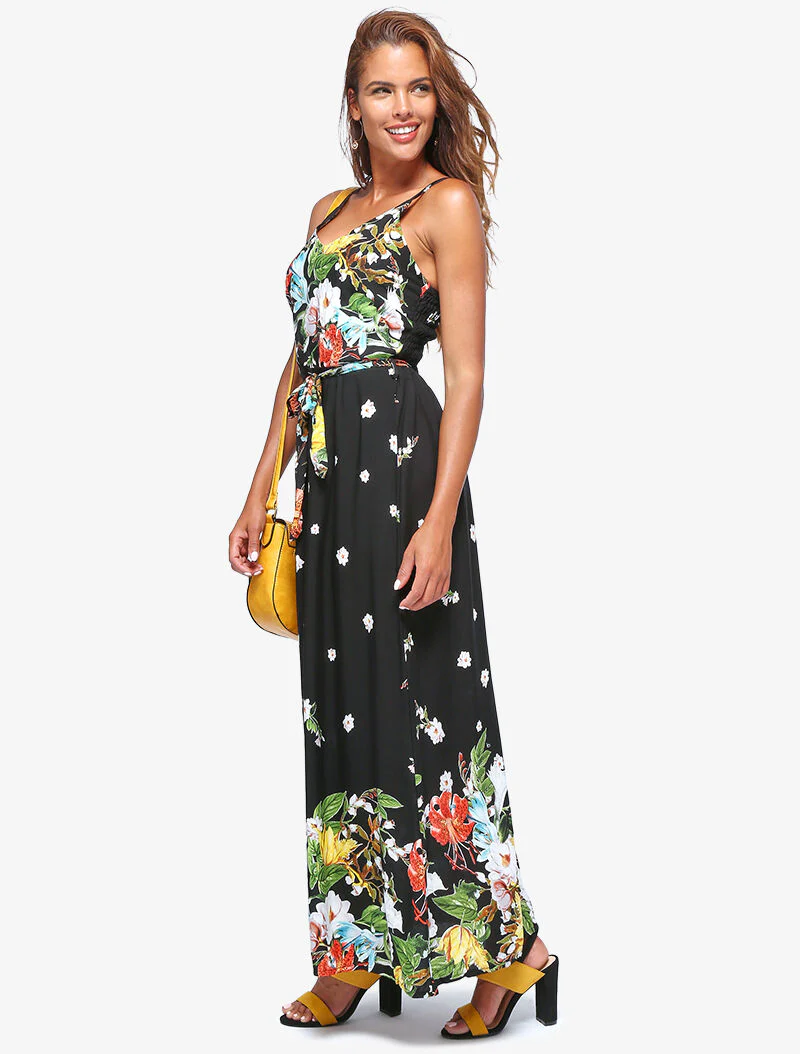 Robe longue à imprimé floral - noir - Image 5