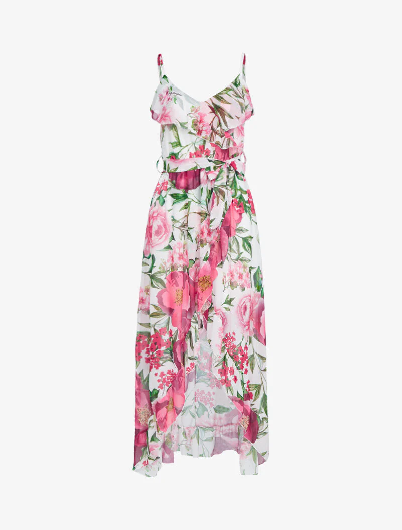 Robe longue à imprimé floral - ecru