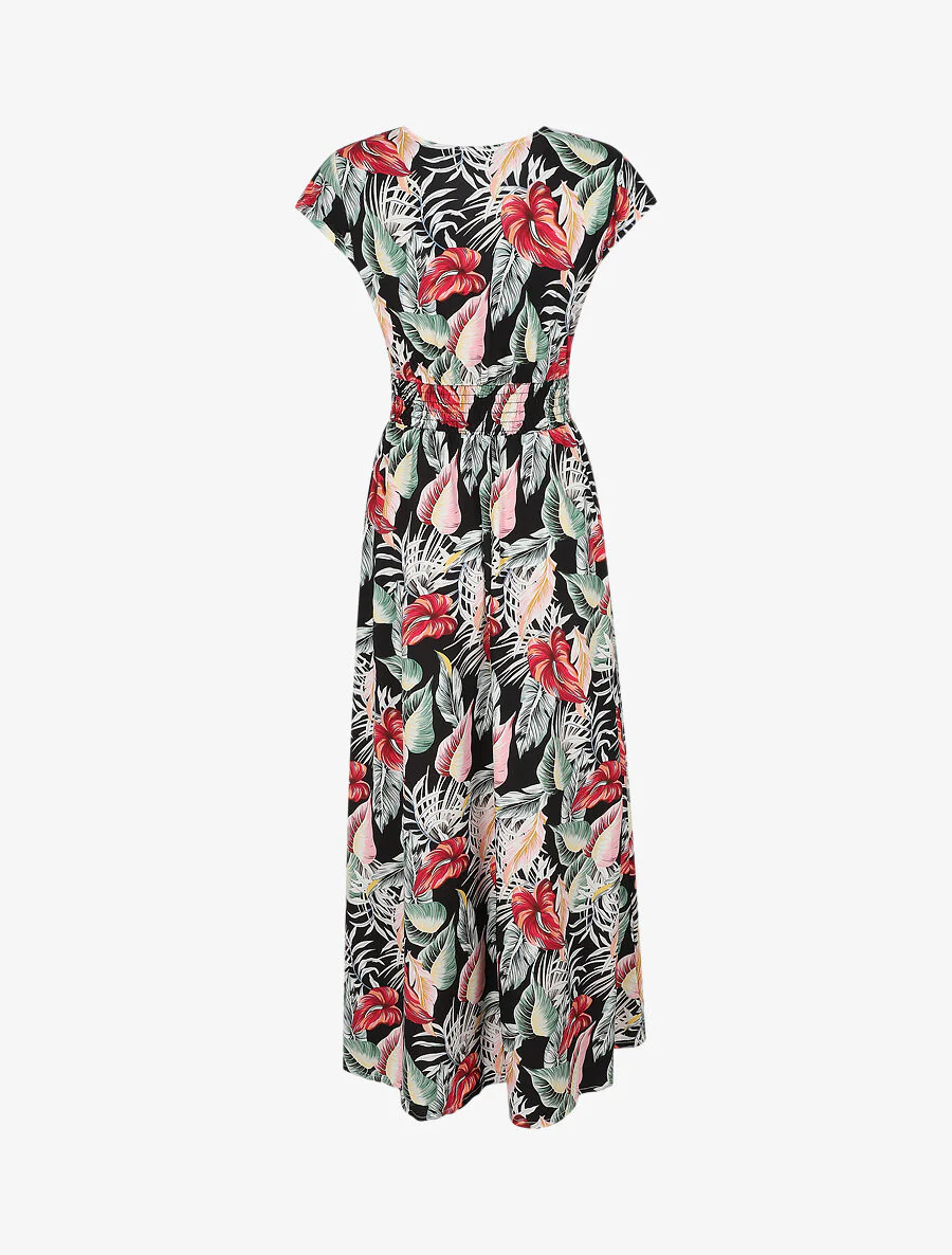 Robe longue à imprimé floral - Noir - Image 2