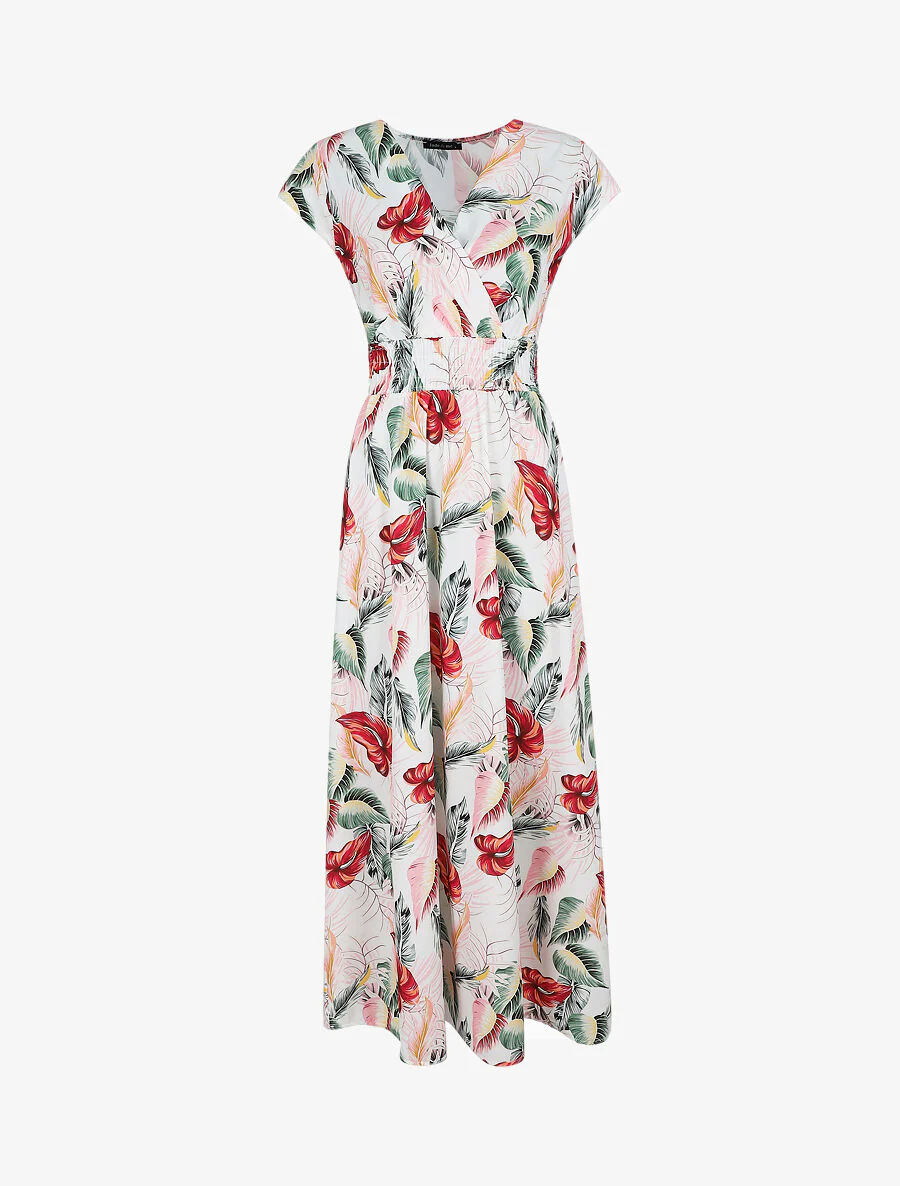Robe longue à imprimé floral - Blanc