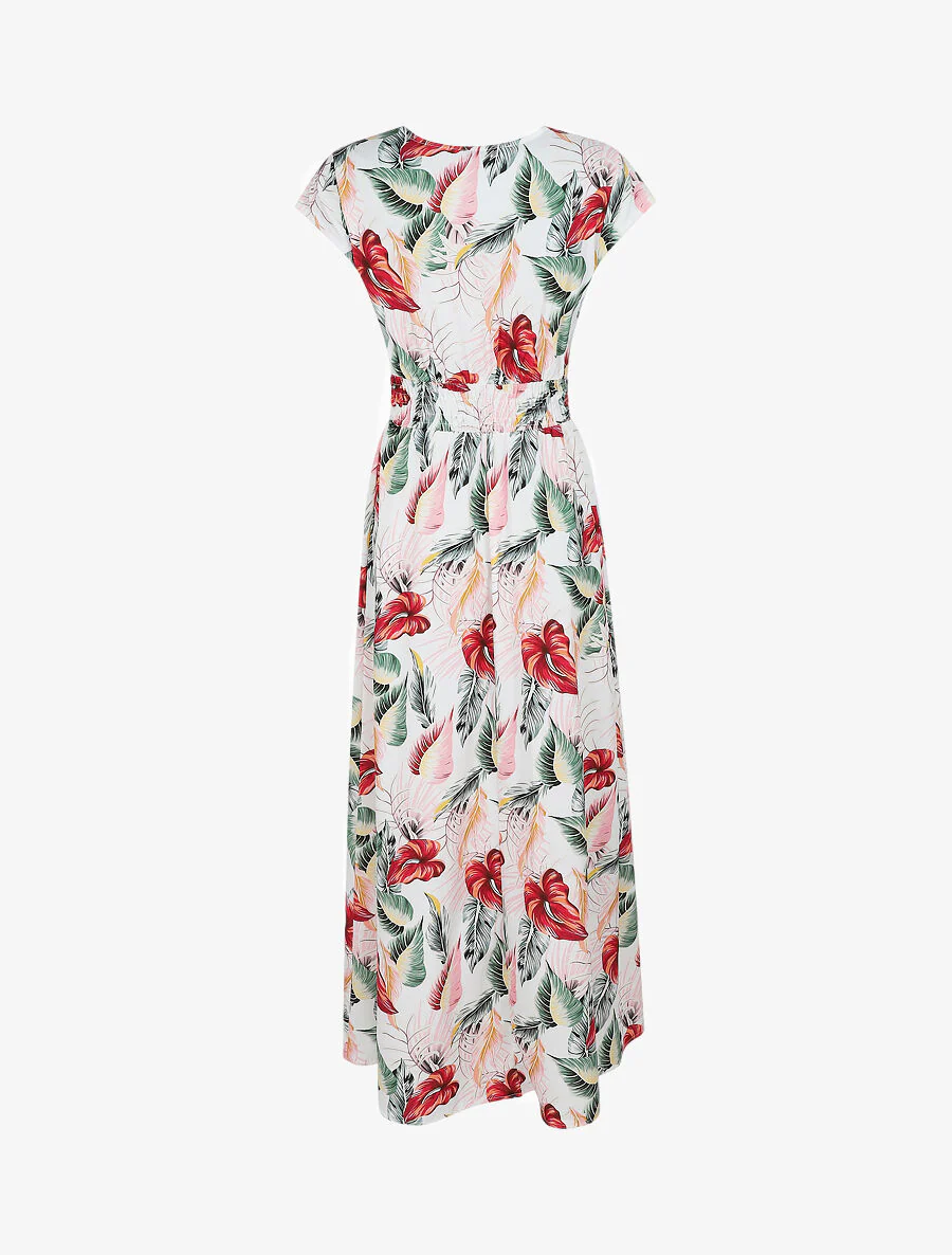 Robe longue à imprimé floral - Blanc - Image 2