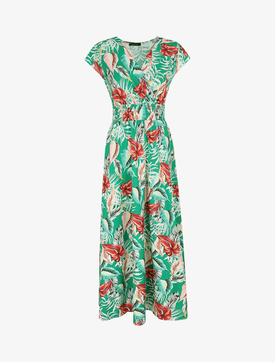 Robe longue à imprimé floral - Vert