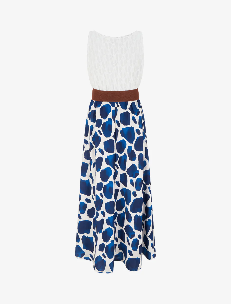 Robe longue à imprimé girafe et bretelles simili - Marine - Image 2
