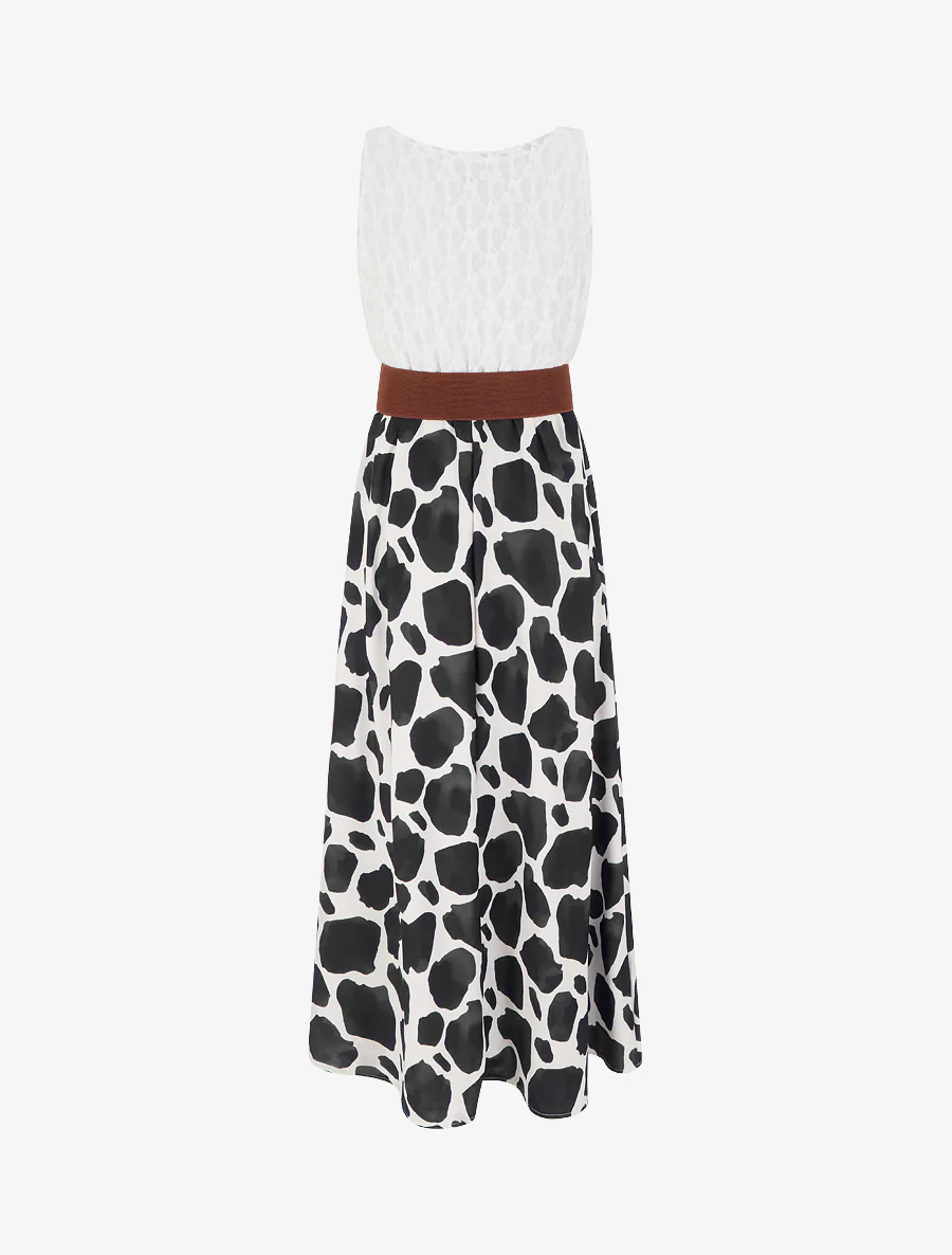 Robe longue à imprimé girafe et bretelles simili - Noir - Image 2