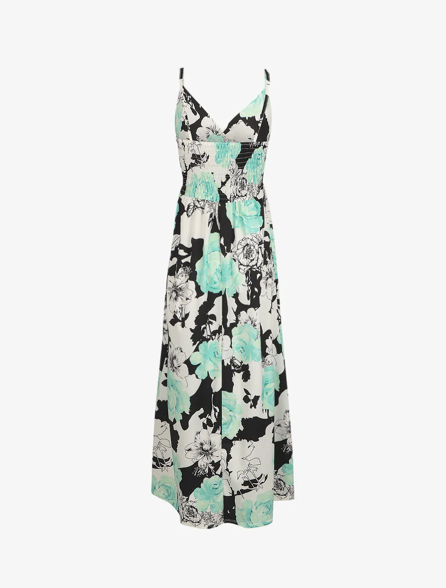 Robe longue à imprimé grandes roses - Vert d'eau - Image 2