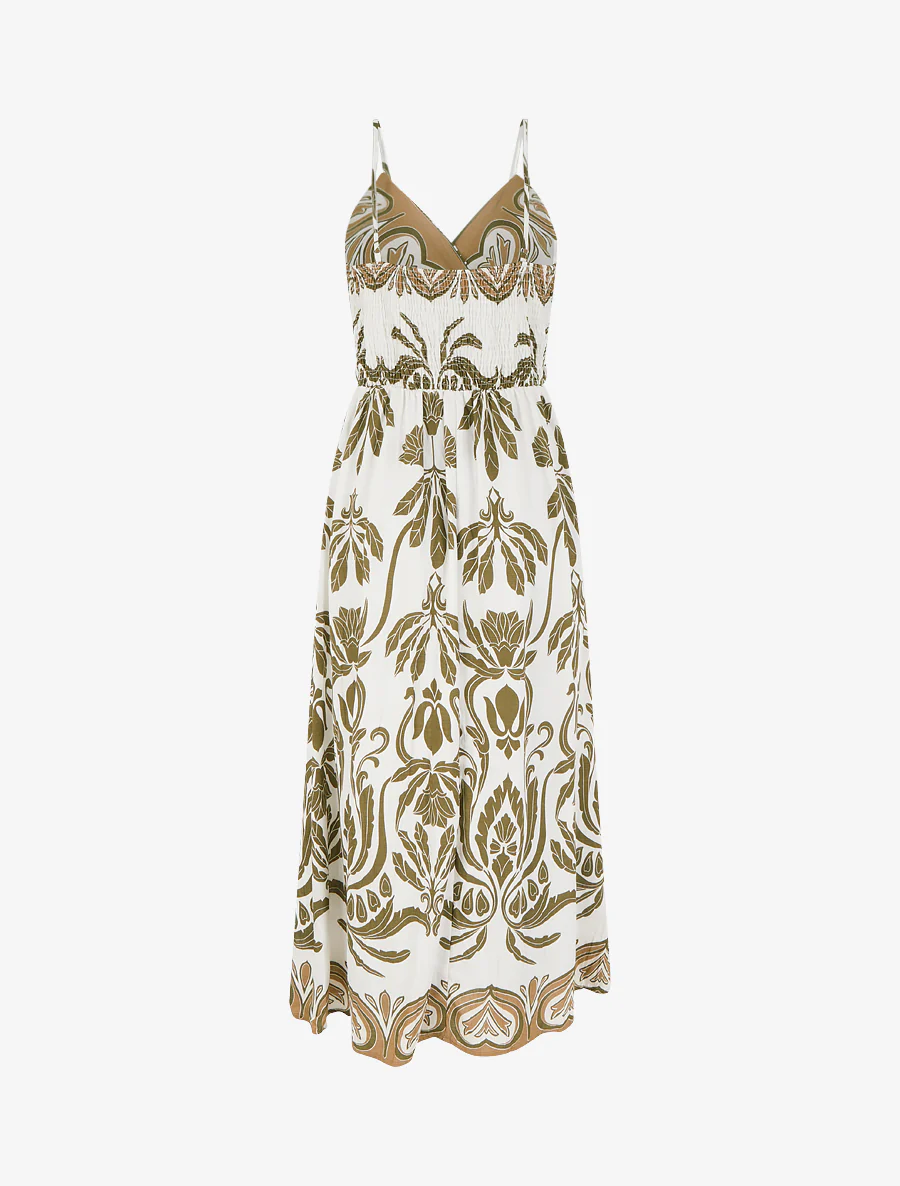 Robe longue à imprimé ikat - Kaki - Image 2