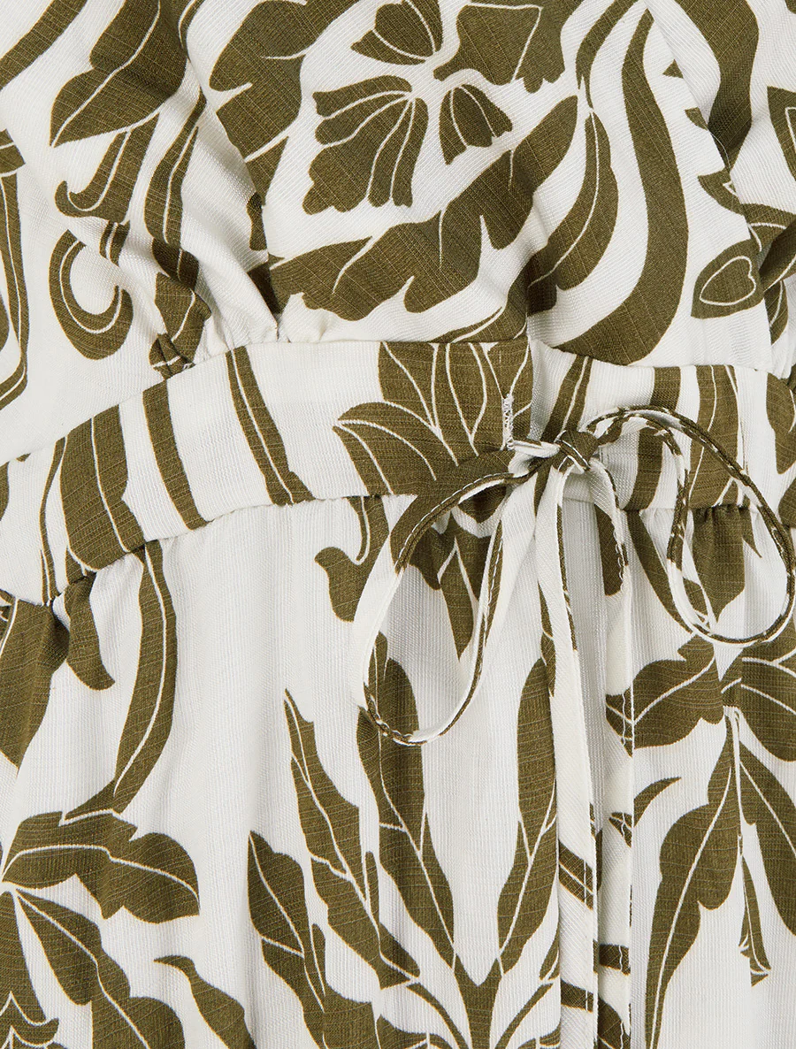 Robe longue à imprimé ikat - Kaki - Image 3
