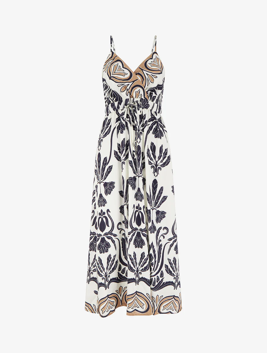 Robe longue à imprimé ikat - Marine