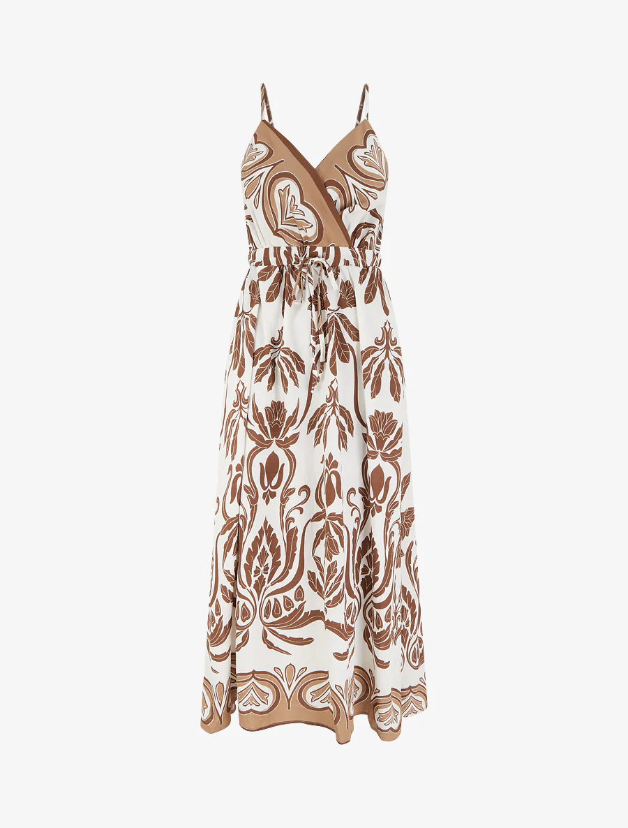 Robe longue à imprimé ikat - Marron