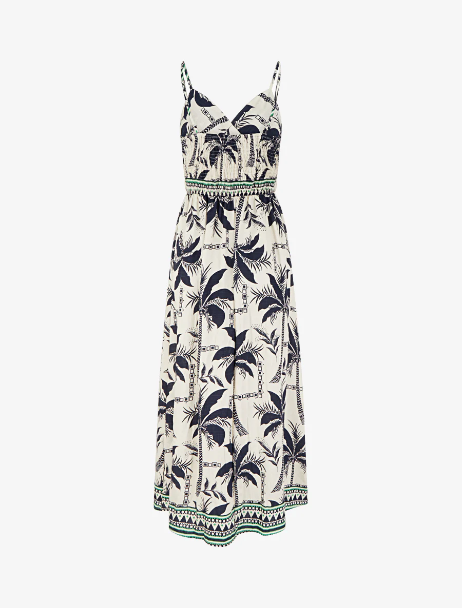 Robe longue à imprimé palmiers - Marine - Image 2