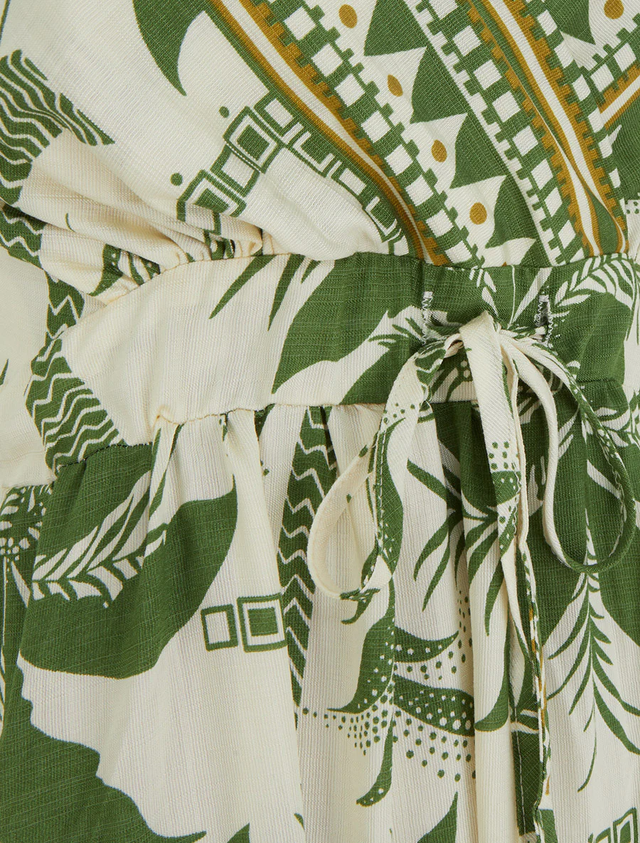 Robe longue à imprimé palmiers - Kaki - Image 3