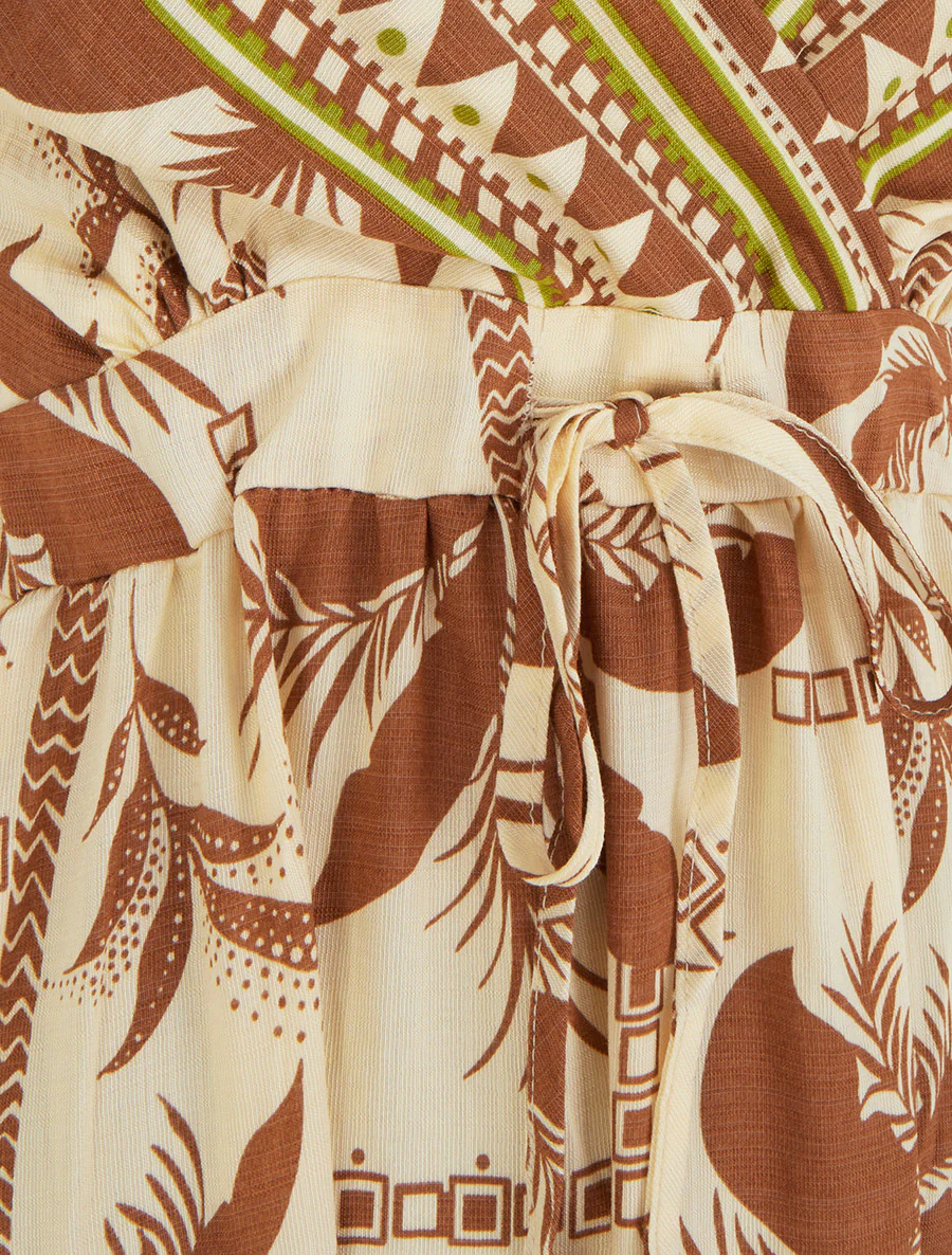 Robe longue à imprimé palmiers - Marron - Image 3