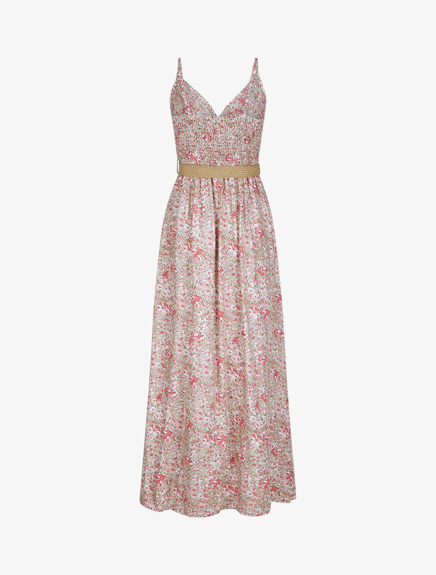 Robe longue à imprimé paquerettes - Rose/vert amande - Image 2