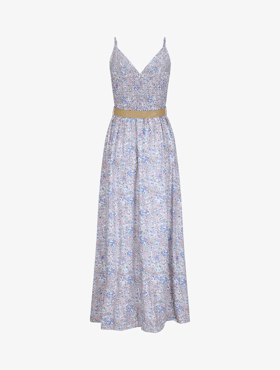 Robe longue à imprimé paquerettes - Bleu clair/rose - Image 2