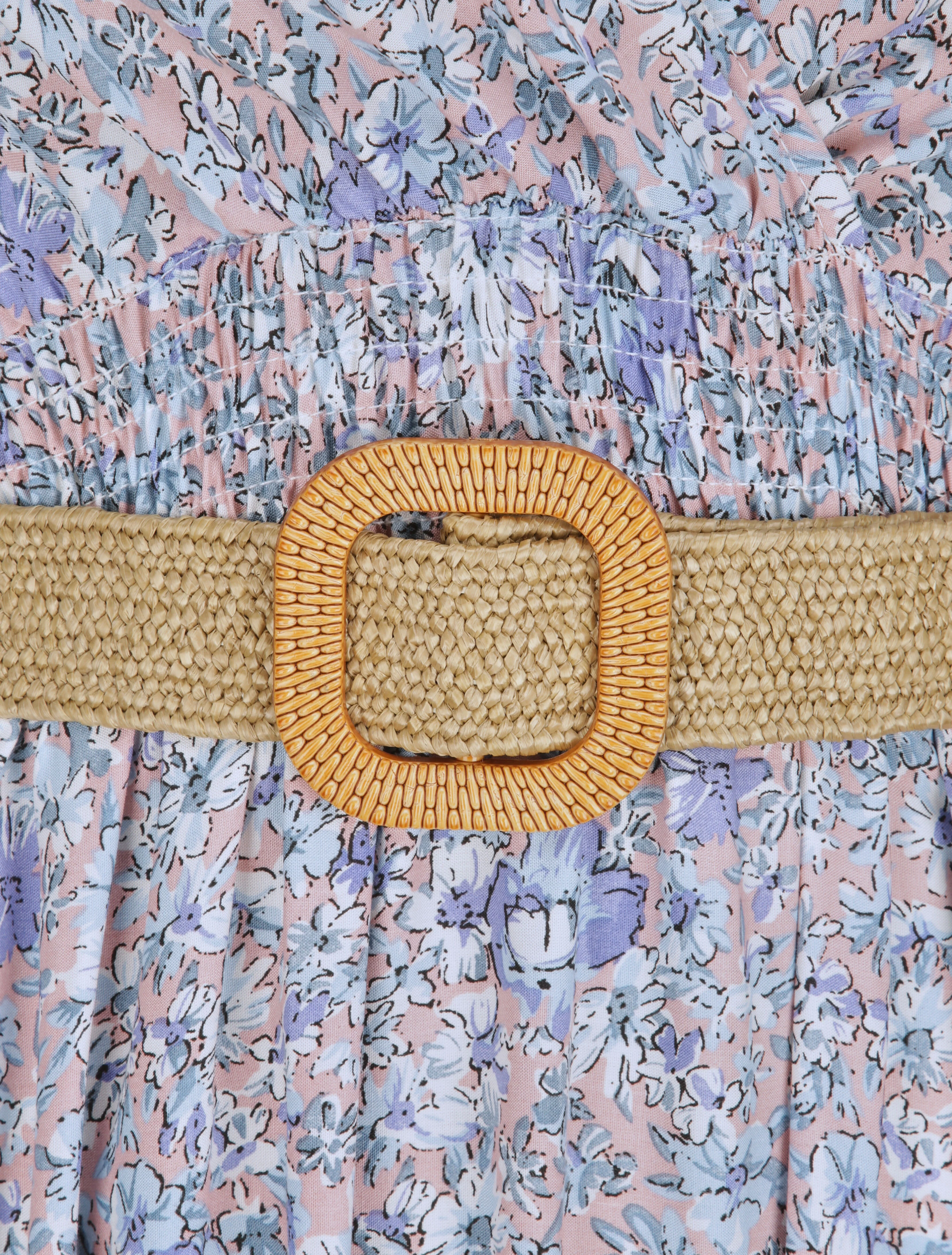 Robe longue à imprimé paquerettes - Bleu clair/rose - Image 3