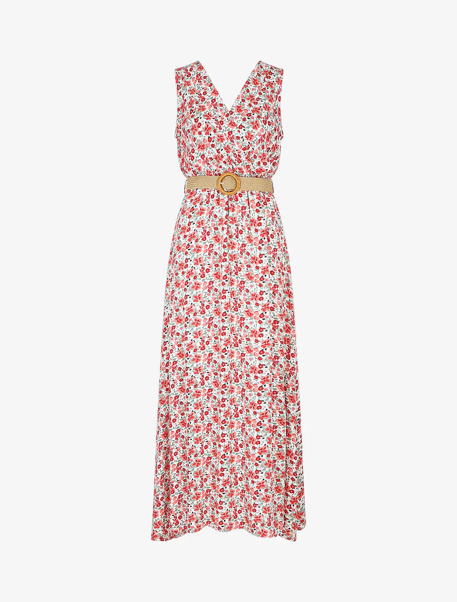 Robe longue à imprimé petites fleurs - Blanc