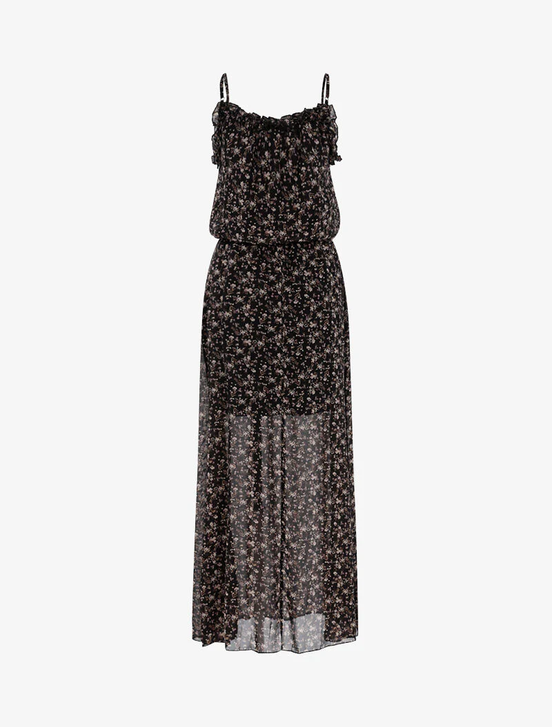 Robe longue à imprimé petites fleurs - noir - Image 2