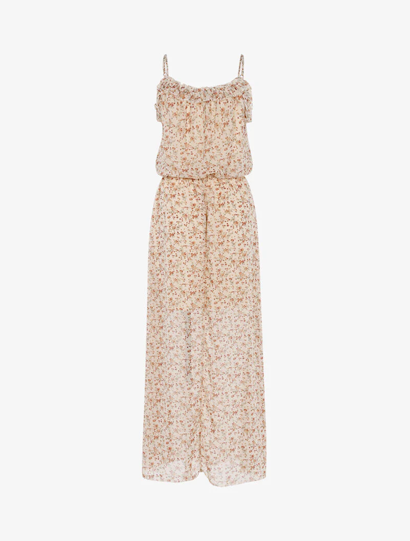Robe longue à imprimé petites fleurs - beige - Image 2