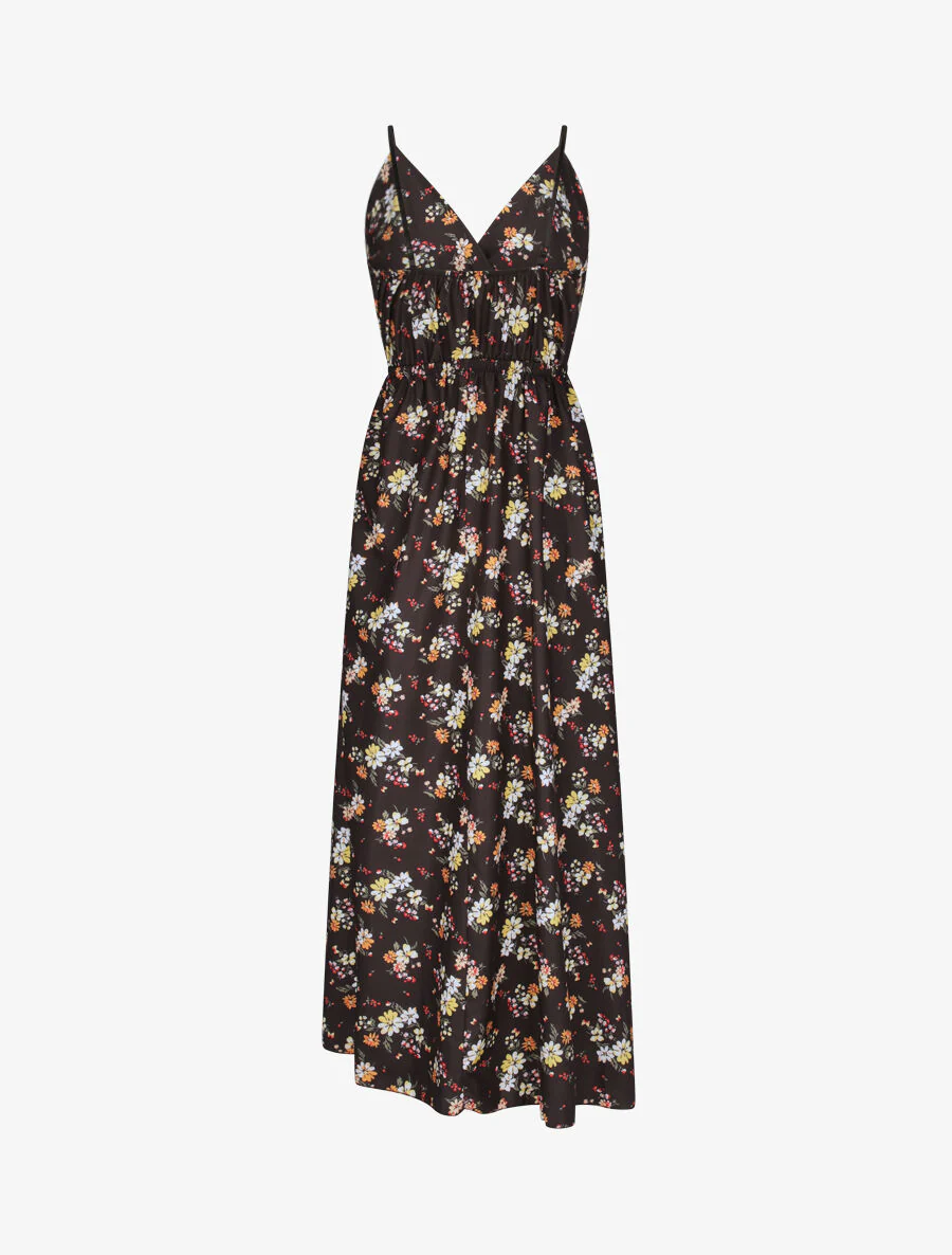 Robe longue à imprimé petites fleurs - Noir - Image 2